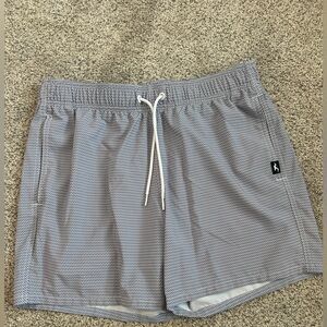Hollister Blue and White Patterned Swim Shorts